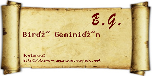 Biró Geminián névjegykártya